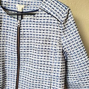 J.Crew Zip-Up Blue Hearts Blazer Size XL